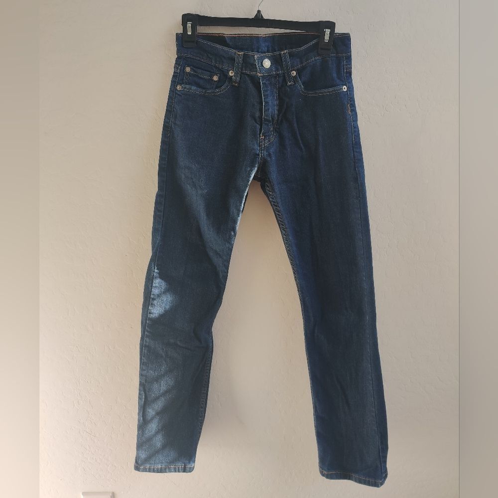 Levi's 513 Blue wash cotton Classic straight Leg Men's quality denim Jeans_28/30